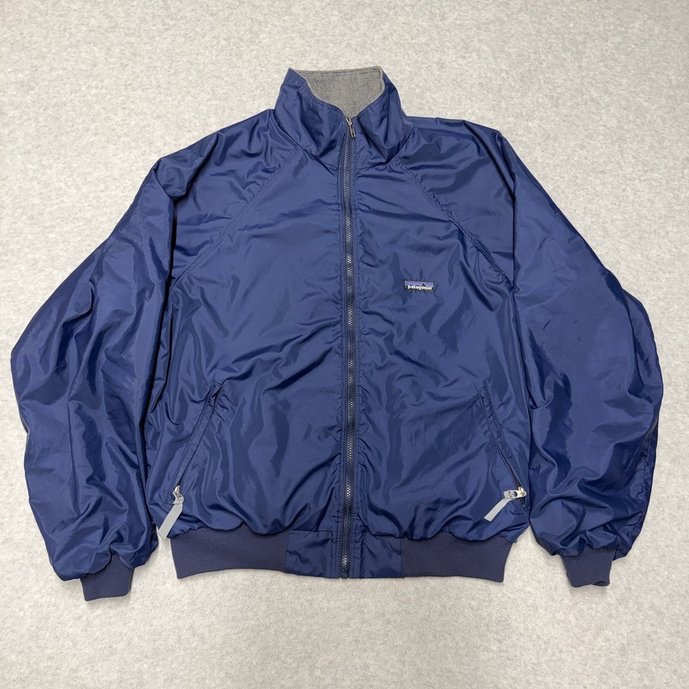 Patagonia Bomber Jacket Mens Large Blue Nylon Fleece Lined Full Zip Outdoor